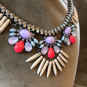 Horn and jewel statement necklace